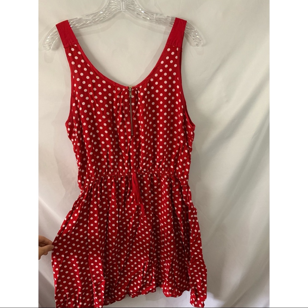 Red Polka-dot Summer Dress with Zipper Front